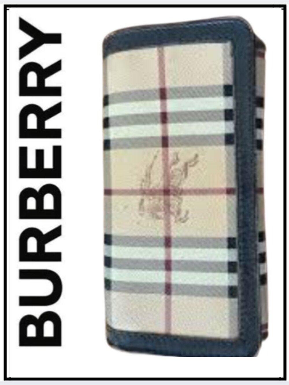Burberry Beige Haymarket Check Wallet with Black Trim